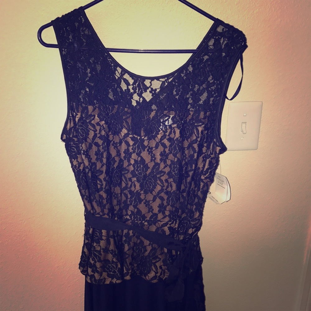 Lace peplum gown